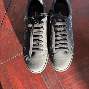 Louis Vuitton Black Monogram Low-Top Sneakers with Gray Accents